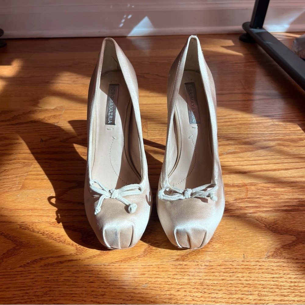 BCBGMAXAZRIA Ballet Point Satin Heels